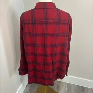 Madewell Red Plaid Flannel Button Down Shirt Cotton Long‎ Sleeve Size L thumbnail 8
