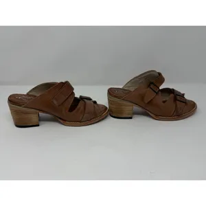 Freebird Caprice Leather Buckle Slide Mule Sandal Cognac Brown Boho Women Size 8 thumbnail 5