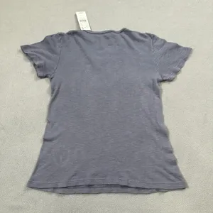 NWT John Galt Cropped Shirt Dark Blue Womens 1 SZ Cotton Blend Short Sleeve Tee thumbnail 2