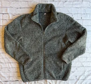 Uniqlo Fuzzy Fleece Full Zip Jacket Green Grey Mens Large Fall Outdoor Hiking thumbnail 1