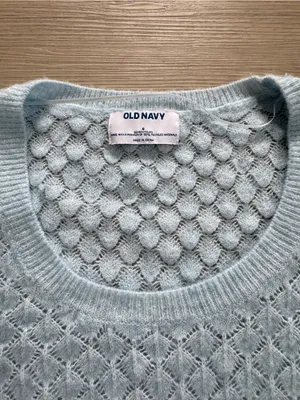Old Navy Pale Blue Diamond Knit Crewneck Sweater thumbnail 2