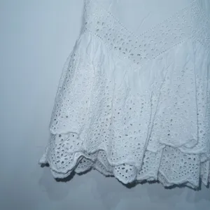 H&M White Eyelet Lace Flounced Cotton Skirt Size 4 thumbnail 2