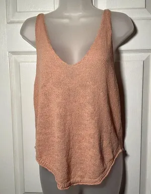 FP Beach Peach Orange Pink Pullover Round Hem Tank NWT Knit Small Casual Preppy thumbnail 2