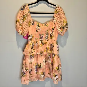 Buddy Love NWT Natural Conner Short Lace Mini Dress in Coral - size Medium thumbnail 5