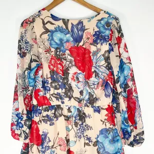 Honey Punch Nude Multicolor Floral Print Flowy Long Sleeve Dress Lulus Womens M thumbnail 8