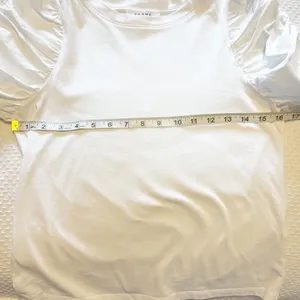 FRAME Ruched Tie‎ Sleeve Organic Cotton T-Shirt Blanc size Small thumbnail 7