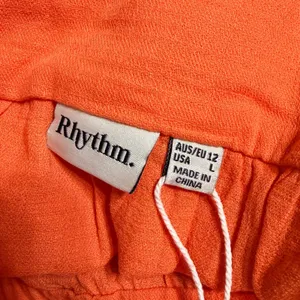 Rhythm Womens Orange Cotton Empire Waist Mini Dress Square Neck Size L thumbnail 6