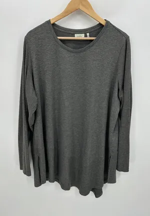 LOGO Lori Goldstein Tunic Women 2X Gray‎ Asymmetrical Sweatshirt Pullover HJ19 thumbnail 1