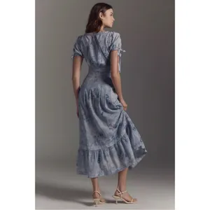 Anthropologie Dainty Ethereal Cottage Midi Maxi Dress Periwinkle Blue XL thumbnail 5