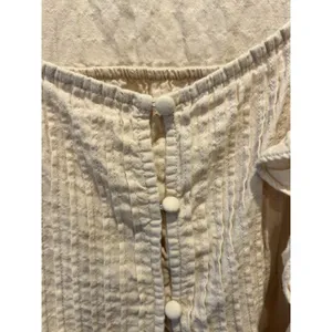 Express‎ Womens Beige Ruffle Button Front Pintuck Sleeveless Blouse Top L Boho thumbnail 2