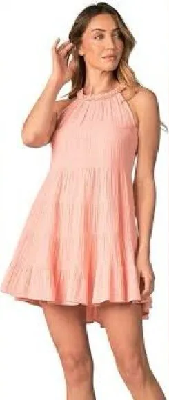 Elan Coral Pleated‎ Tiered Sundress Size Small NWT 100 Percent Cotton thumbnail 1