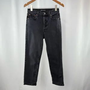 Denim Forum The Arlo High Rise Straight Jean in Black‎ Size 26 x 26 L thumbnail 6