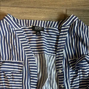 Blue and White Striped Long Sleeve Blouse thumbnail 4