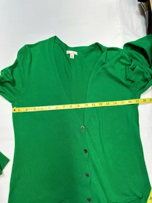 Gap Womens Green V-Neck Button Front Cardigan Sweater Size M Buttons Cotton thumbnail 6