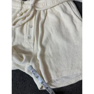 Donni. Terry Henley Shorts size XS Ivory Cream Drawstring Made in USA thumbnail 4