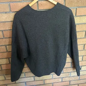 Vince Merino Wool Cashmere Blend Lace Up Sweater in Heather Graphite Gray Small thumbnail 6