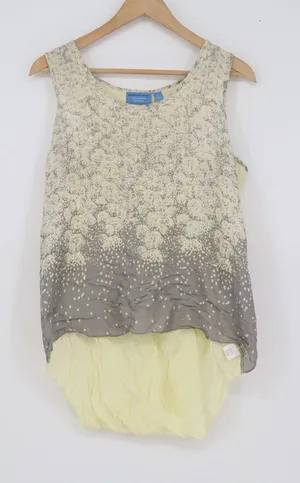 Simply Vera Vera Wang Womens Large Yellow Grey Floral Dot Layered Tank Top thumbnail 1