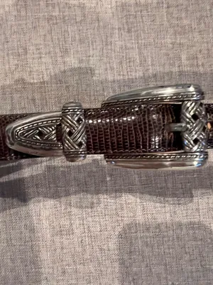 Brighton Belt , brown textured with silvertone hardware size small thumbnail 6