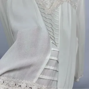 Maurices Cream Lace Detail Blouse size M sheer top embroidered hemline boho thumbnail 12