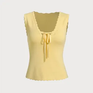 Rihoas Yellow Tie-Front Knit Tank Top thumbnail 6