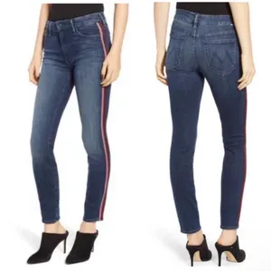 Mother Denim High Waisted Looker Jeans in Here Kitty, Kitty‎ Glitter Racer Sz 25 thumbnail 2