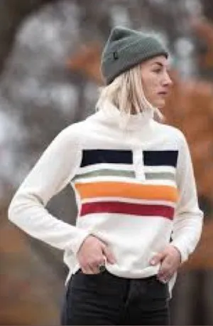 Woolrich Sweater Womens S Ivory Excellent Lambswool Blend Hudson Bay Stripe thumbnail 1