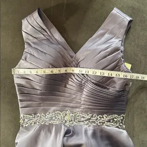 Women’s V-Neck Full Length Satin Formal Prom Dress Zip Up Back Size S NWT thumbnail 10