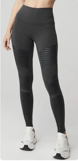 ALO Yoga Women's Charcoal Moto Leggings thumbnail 1