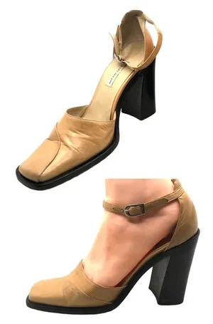 Vintage 1990'S Chuckies New York Strategia Tan Mary Jane Leather Heels (36) thumbnail 1