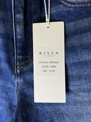 RISEN Tapered Jeans Womens 11/30 Blue Dark Wash High Rise Relaxed Stretch Denim thumbnail 4