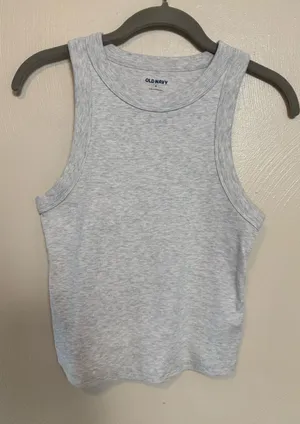 Old Navy Women’s Tank Top Shirt Ribbed Heather Light Gray Size Medium thumbnail 1