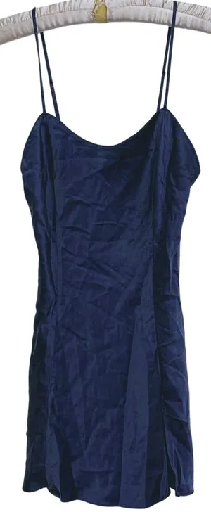 Y2K Victorias Secret Satin Slip Dress Medium Navy Blue Coquette Glam Romantic thumbnail 1