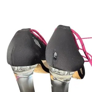 ALDO Black Mesh Lace Clear Heel Shoes Womens 7 Open Toe Pink Lace Up Cyberpunk thumbnail 6