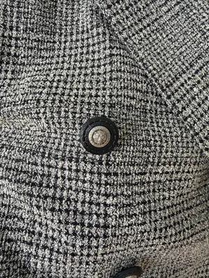 Women’s Gray Plaid Double-Breasted Blazer with Black Collar thumbnail 4