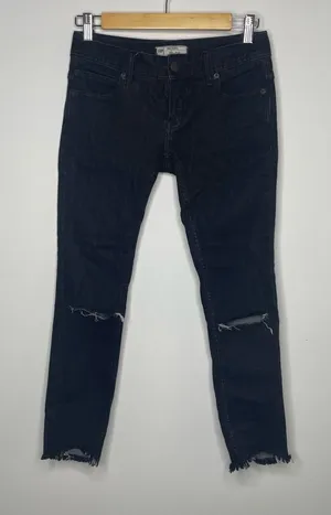 Free People- Black Jeans with Knee Rips thumbnail 1