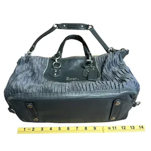 COACH • Ashley Gathered Sateen/Leather Grey Satchel Bag Purse • F20084 thumbnail 14