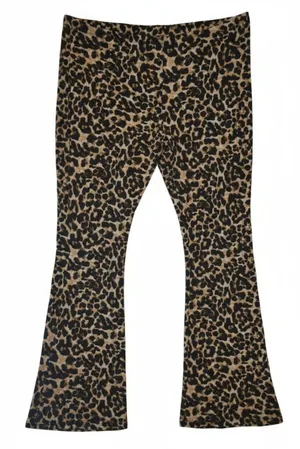 Topshop Leopard Print Flare Pants Women US 12 Brown Black Animal Print thumbnail 1