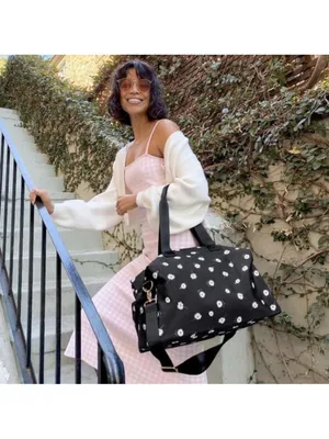 NWT Alice + Olivia Canvas Black Floral Daisy Weekender Duffel Bag thumbnail 3