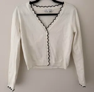 English Factory Scalloped Cardigan Sweater thumbnail 2