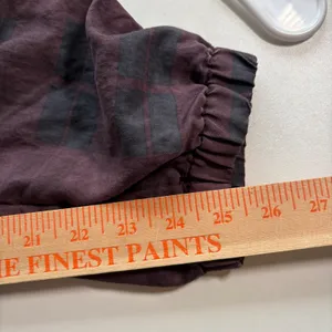Anthropologie Plaid Button Fly Jogger Pants Womens XS Purple Black‎ Linen Blend thumbnail 8