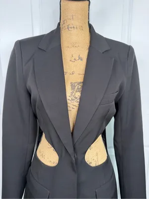 Lioness XS Black Cutout Blazer Mini Dress Tuxedo Long Sleeve NWOT thumbnail 3