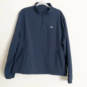 Alo Yoga Light Weight Takeaway Track Pullover Navy M thumbnail 6
