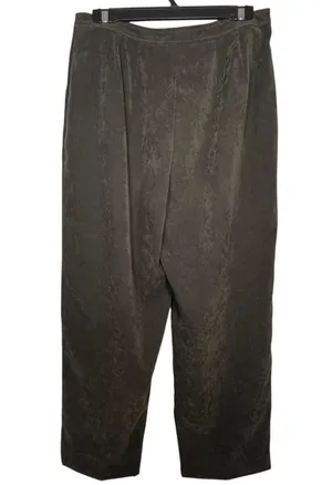 Villager Liz‎ Claiborne Olive Green Faux Suede Pants Womens 14 Short Ankle Y2K thumbnail 2