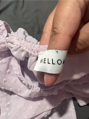 Hello molly crop top tie Lilac Swiss Dot Peasant Top thumbnail 5