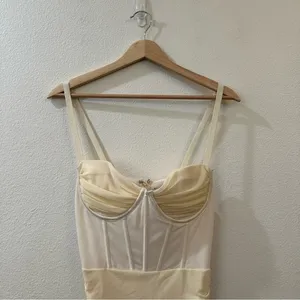Oh Polly Women's Overload Mesh Bodycon Corset Mini Dress Size 6 NWT‎ Ivory thumbnail 3