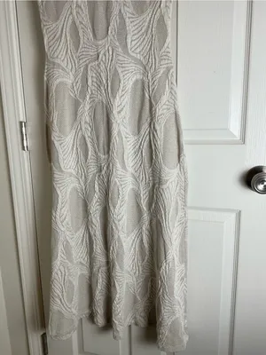 Zara Textured Cream & Beige Abstract 3D Knit Cap Sleeve Midi Dress Size Small thumbnail 3
