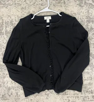Loft Black  Frill-Trim Cardigan thumbnail 1