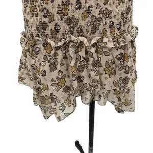 Anthropologie Current Air Dress Mini Sweater Ruffle Crewneck‎ Beige Size Small thumbnail 8