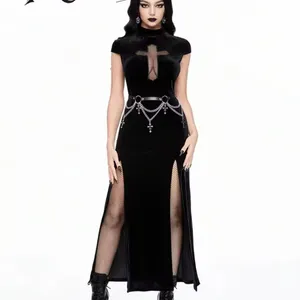 Black and Silver Chain Belt with Cross Charms thumbnail 4