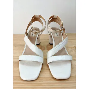 Antonio Melani "Kandis" White Croc Embossed Block Heel Sandals 8.5 M thumbnail 4